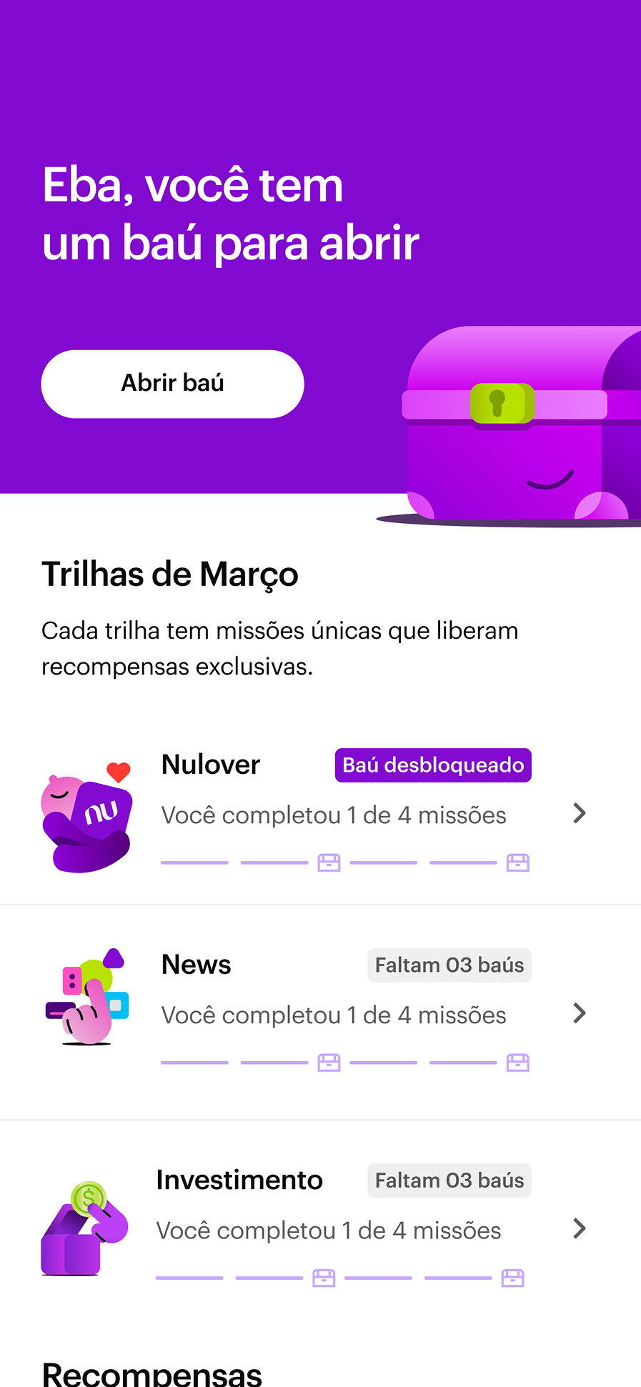 Nubank Nunos card interaction screen